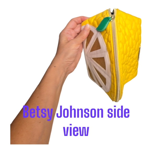 Betsey Johnson Yellow Kitsch Nylon Travel Cosmetic Case Pouch - Picture 3 of 6
